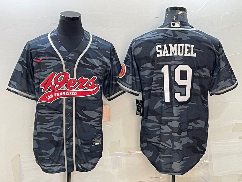 Men's Grey Camo San Francisco 49ers #19 Deebo Samuel With Patch Cool Base Stitched Baseball Jersey